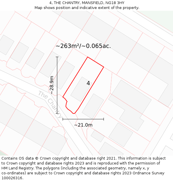 4, THE CHANTRY, MANSFIELD, NG18 3HY: Plot and title map