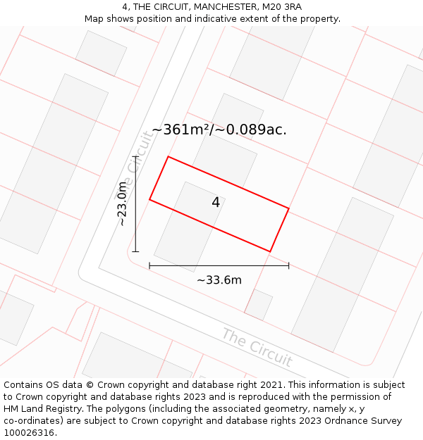 4, THE CIRCUIT, MANCHESTER, M20 3RA: Plot and title map