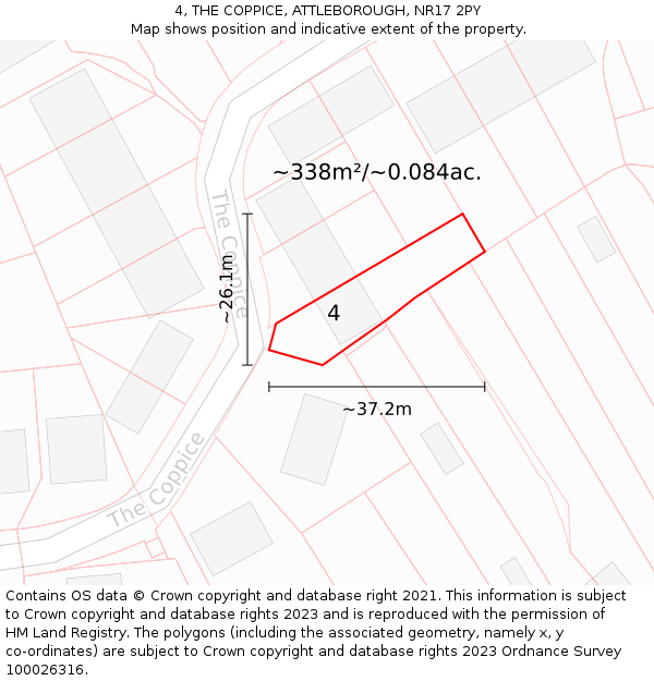 4, THE COPPICE, ATTLEBOROUGH, NR17 2PY: Plot and title map