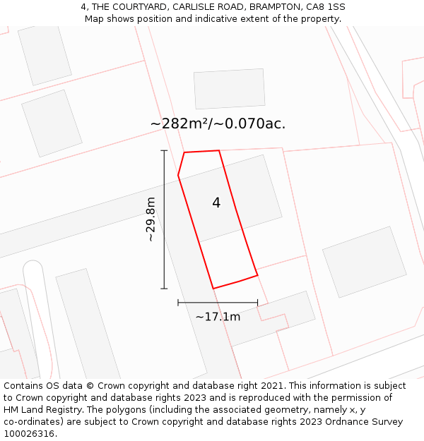 4, THE COURTYARD, CARLISLE ROAD, BRAMPTON, CA8 1SS: Plot and title map