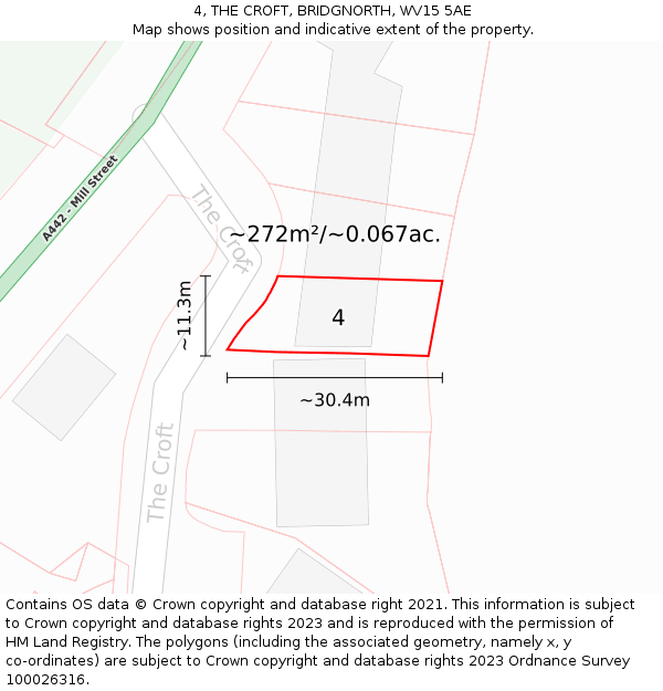 4, THE CROFT, BRIDGNORTH, WV15 5AE: Plot and title map