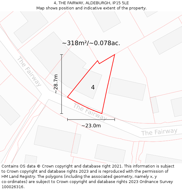 4, THE FAIRWAY, ALDEBURGH, IP15 5LE: Plot and title map