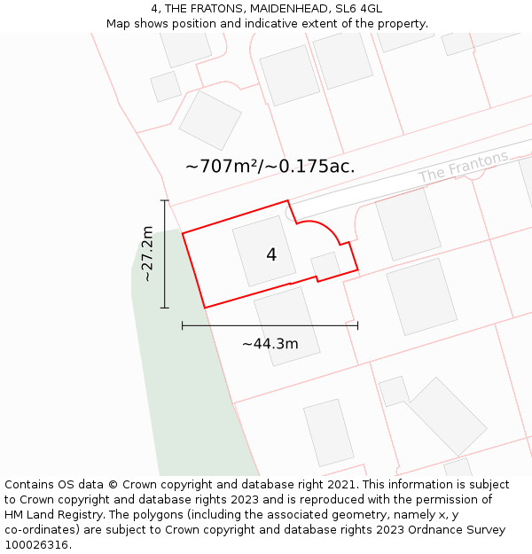 4, THE FRATONS, MAIDENHEAD, SL6 4GL: Plot and title map