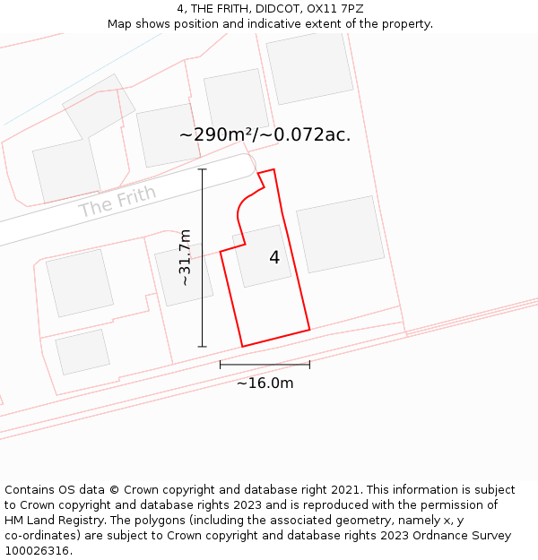 4, THE FRITH, DIDCOT, OX11 7PZ: Plot and title map