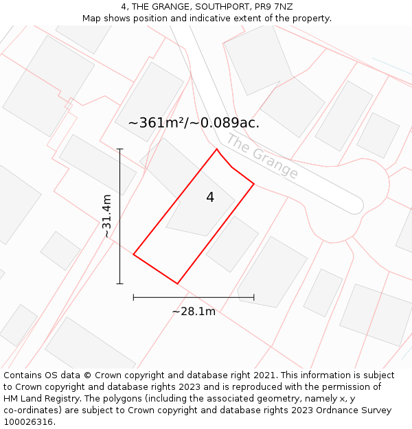 4, THE GRANGE, SOUTHPORT, PR9 7NZ: Plot and title map