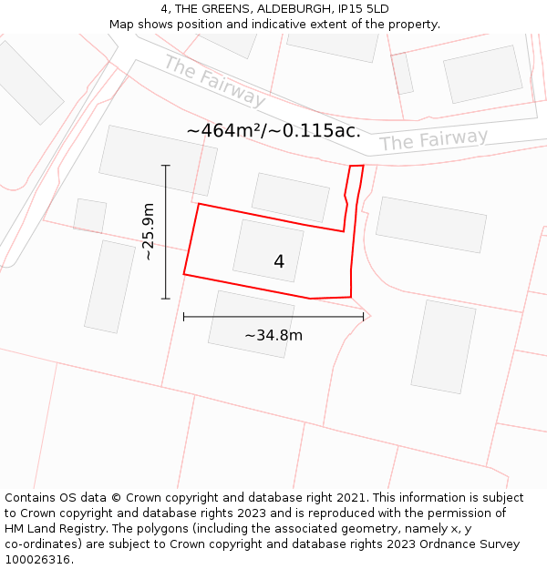 4, THE GREENS, ALDEBURGH, IP15 5LD: Plot and title map