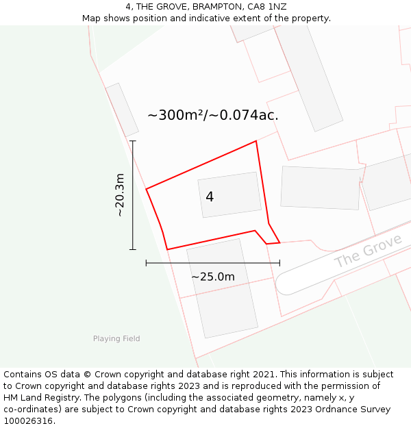 4, THE GROVE, BRAMPTON, CA8 1NZ: Plot and title map