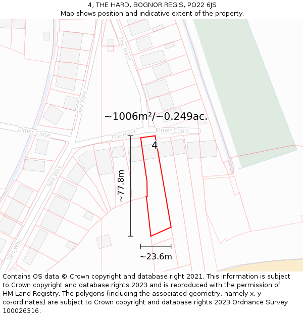 4, THE HARD, BOGNOR REGIS, PO22 6JS: Plot and title map