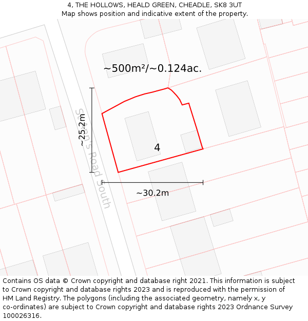 4, THE HOLLOWS, HEALD GREEN, CHEADLE, SK8 3UT: Plot and title map