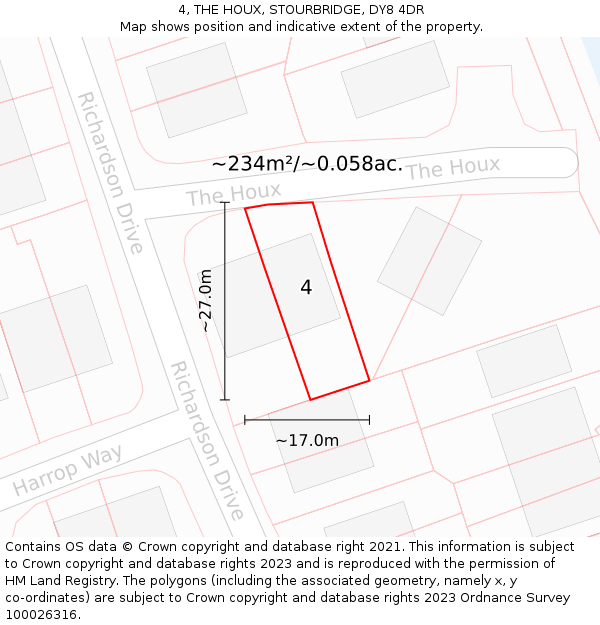 4, THE HOUX, STOURBRIDGE, DY8 4DR: Plot and title map