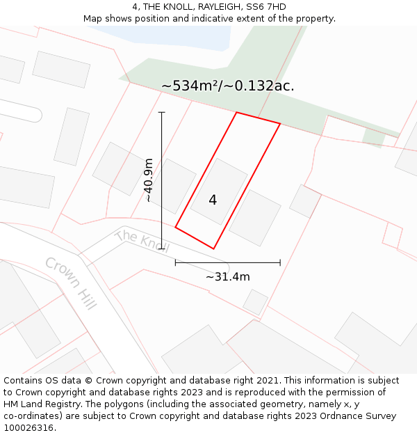 4, THE KNOLL, RAYLEIGH, SS6 7HD: Plot and title map