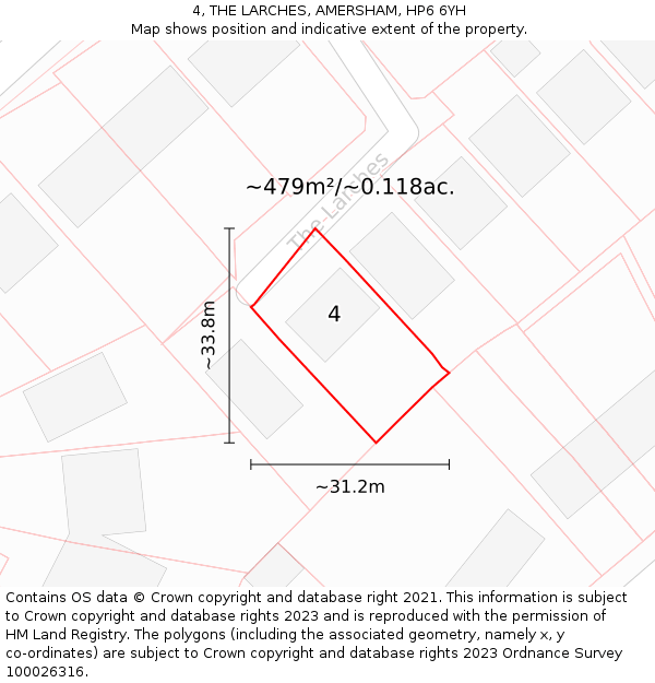 4, THE LARCHES, AMERSHAM, HP6 6YH: Plot and title map