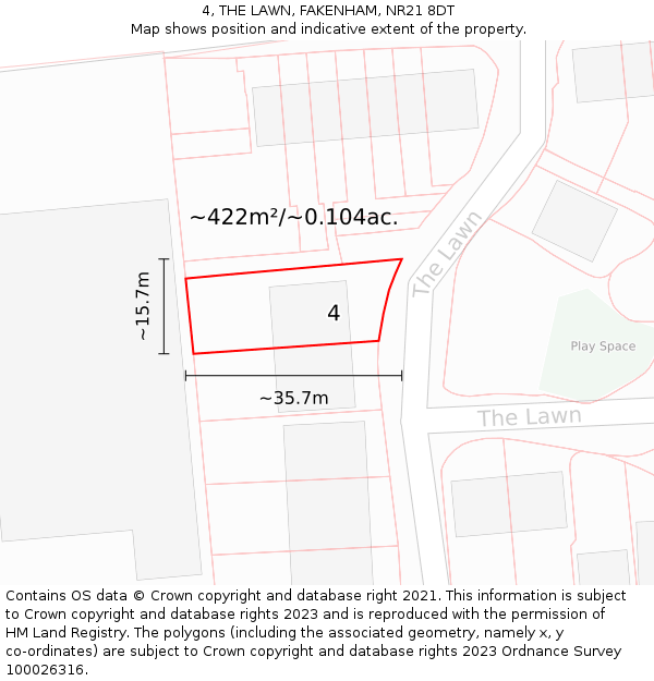 4, THE LAWN, FAKENHAM, NR21 8DT: Plot and title map