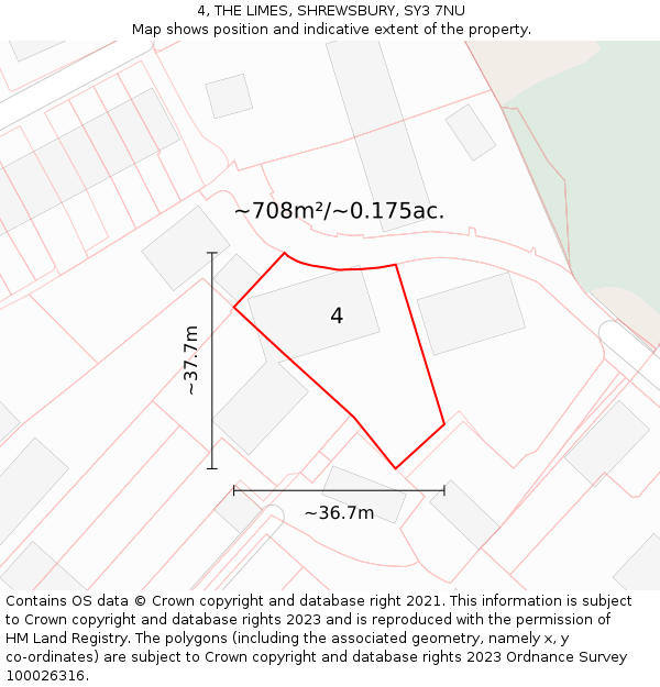 4, THE LIMES, SHREWSBURY, SY3 7NU: Plot and title map