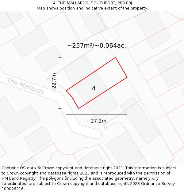 4, THE MALLARDS, SOUTHPORT, PR9 8RJ: Plot and title map