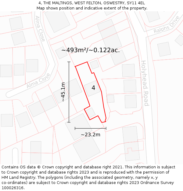 4, THE MALTINGS, WEST FELTON, OSWESTRY, SY11 4EL: Plot and title map