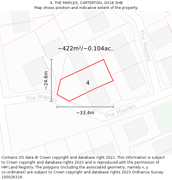 4, THE MAPLES, CARTERTON, OX18 3HB: Plot and title map