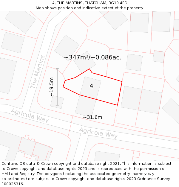 4, THE MARTINS, THATCHAM, RG19 4FD: Plot and title map