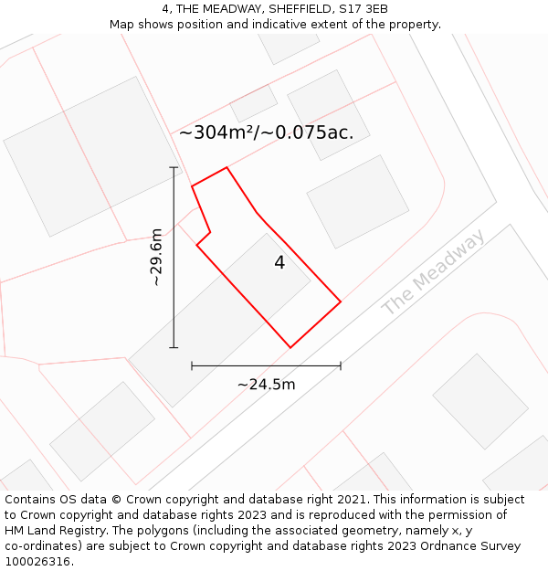 4, THE MEADWAY, SHEFFIELD, S17 3EB: Plot and title map