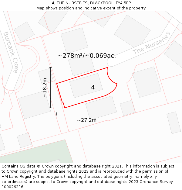 4, THE NURSERIES, BLACKPOOL, FY4 5PP: Plot and title map