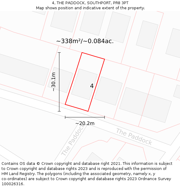 4, THE PADDOCK, SOUTHPORT, PR8 3PT: Plot and title map