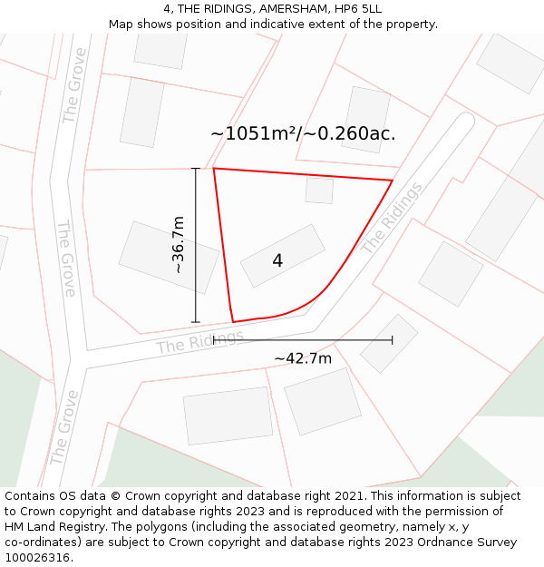 4, THE RIDINGS, AMERSHAM, HP6 5LL: Plot and title map