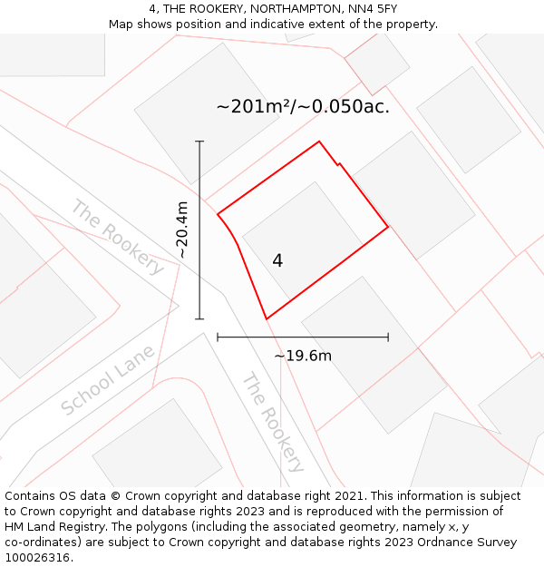 4, THE ROOKERY, NORTHAMPTON, NN4 5FY: Plot and title map