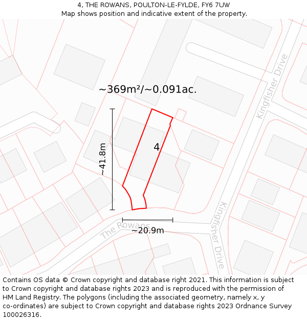 4, THE ROWANS, POULTON-LE-FYLDE, FY6 7UW: Plot and title map