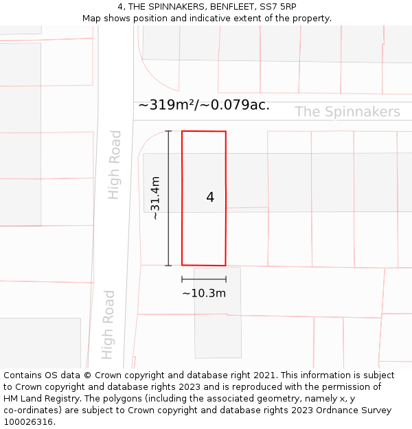 4, THE SPINNAKERS, BENFLEET, SS7 5RP: Plot and title map