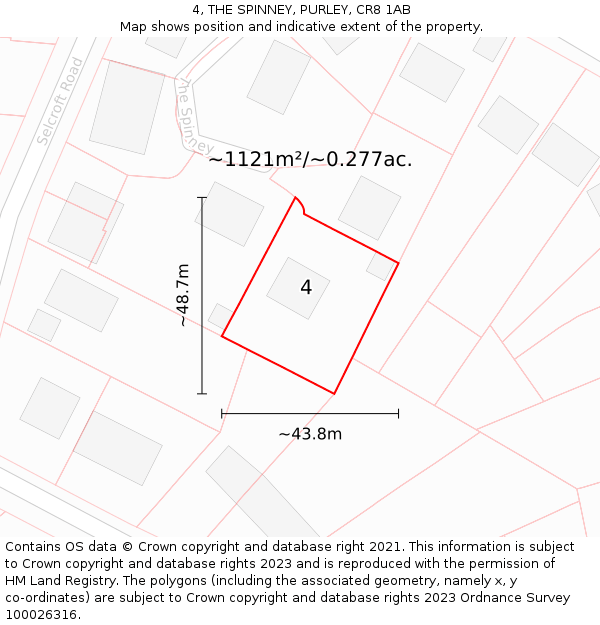 4, THE SPINNEY, PURLEY, CR8 1AB: Plot and title map