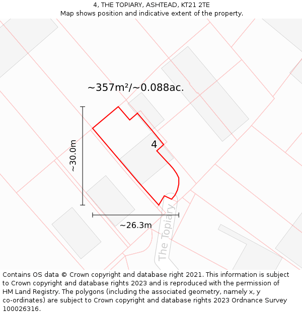 4, THE TOPIARY, ASHTEAD, KT21 2TE: Plot and title map