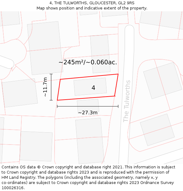 4, THE TULWORTHS, GLOUCESTER, GL2 9RS: Plot and title map