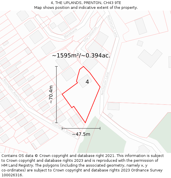 4, THE UPLANDS, PRENTON, CH43 9TE: Plot and title map