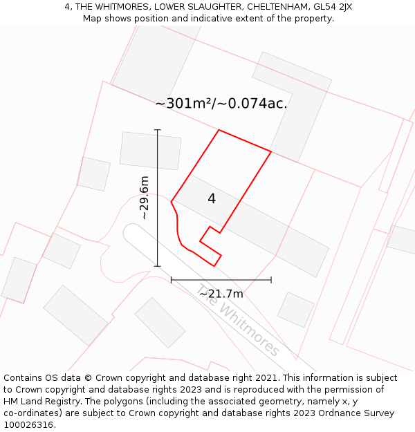 4, THE WHITMORES, LOWER SLAUGHTER, CHELTENHAM, GL54 2JX: Plot and title map