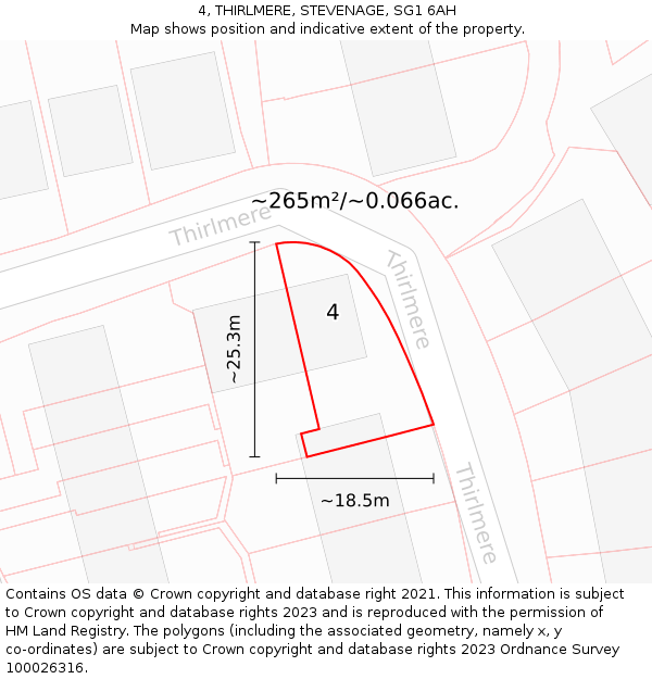 4, THIRLMERE, STEVENAGE, SG1 6AH: Plot and title map