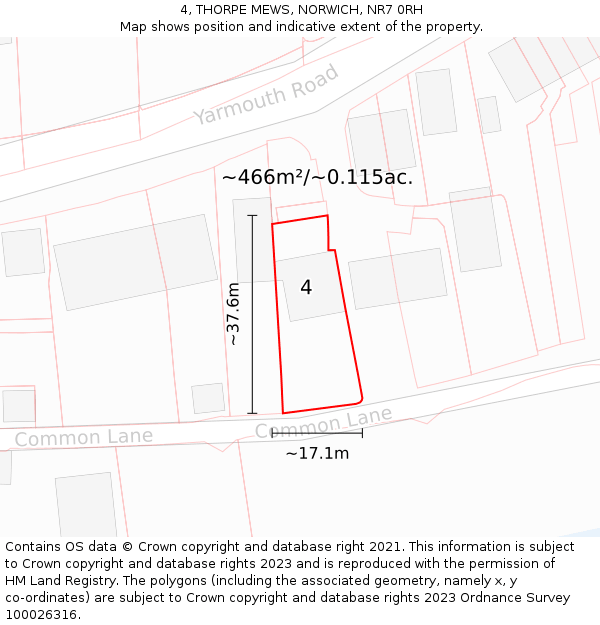 4, THORPE MEWS, NORWICH, NR7 0RH: Plot and title map
