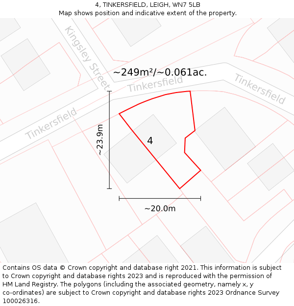 4, TINKERSFIELD, LEIGH, WN7 5LB: Plot and title map