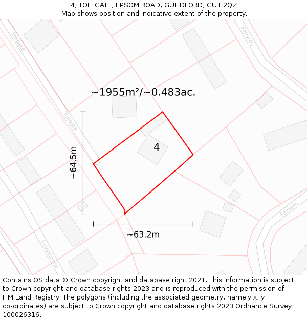 4, TOLLGATE, EPSOM ROAD, GUILDFORD, GU1 2QZ: Plot and title map