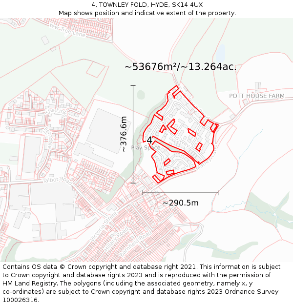 4, TOWNLEY FOLD, HYDE, SK14 4UX: Plot and title map