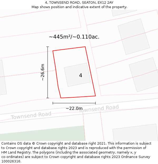 4, TOWNSEND ROAD, SEATON, EX12 2AY: Plot and title map