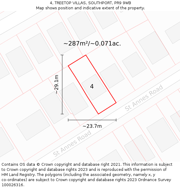 4, TREETOP VILLAS, SOUTHPORT, PR9 9WB: Plot and title map