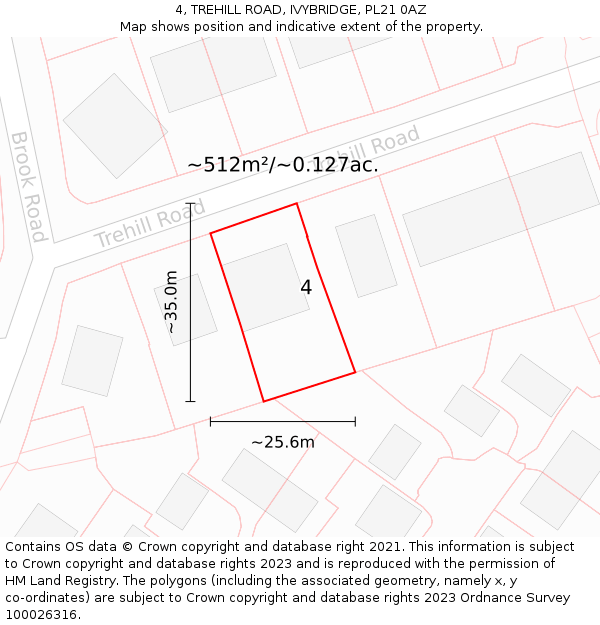 4, TREHILL ROAD, IVYBRIDGE, PL21 0AZ: Plot and title map