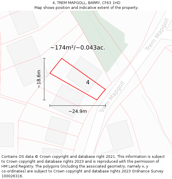4, TREM MAPGOLL, BARRY, CF63 1HD: Plot and title map