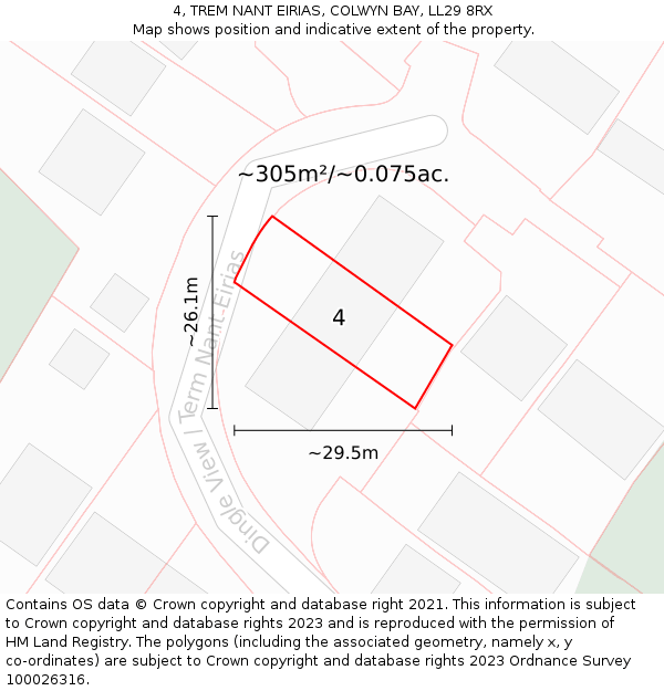 4, TREM NANT EIRIAS, COLWYN BAY, LL29 8RX: Plot and title map