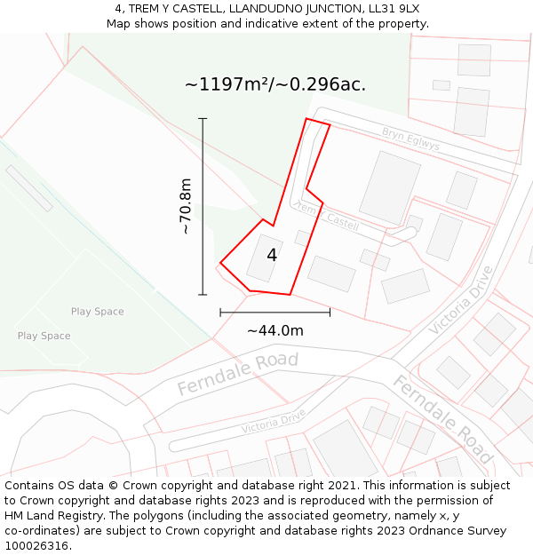 4, TREM Y CASTELL, LLANDUDNO JUNCTION, LL31 9LX: Plot and title map