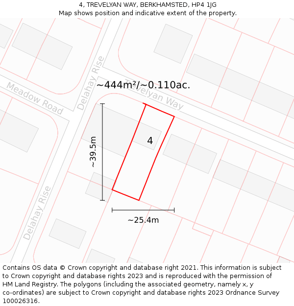 4, TREVELYAN WAY, BERKHAMSTED, HP4 1JG: Plot and title map