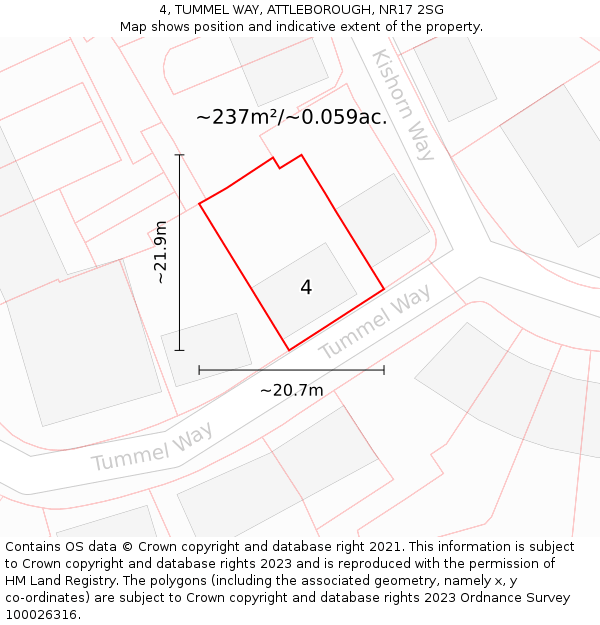 4, TUMMEL WAY, ATTLEBOROUGH, NR17 2SG: Plot and title map