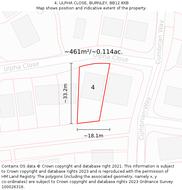 4, ULPHA CLOSE, BURNLEY, BB12 8XB: Plot and title map