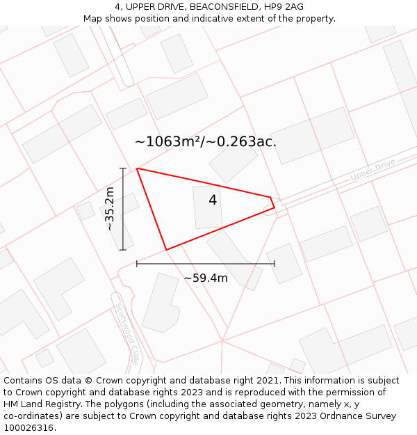 4, UPPER DRIVE, BEACONSFIELD, HP9 2AG: Plot and title map