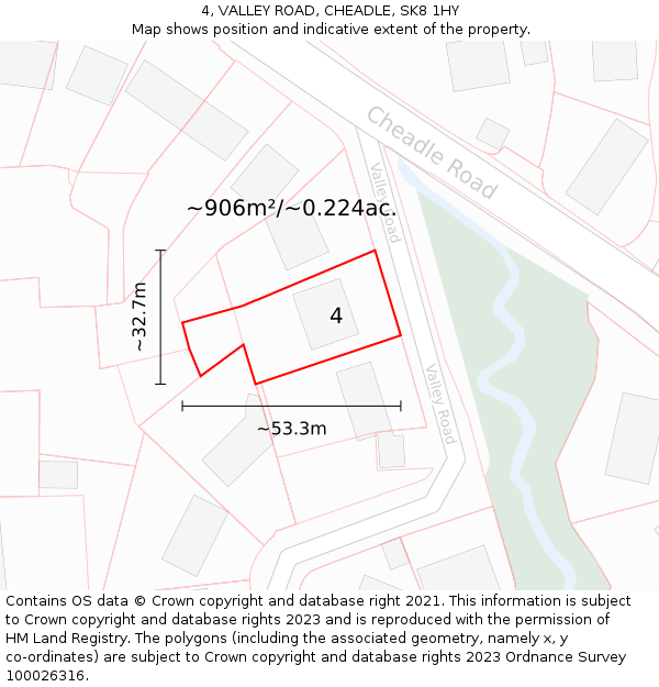 4, VALLEY ROAD, CHEADLE, SK8 1HY: Plot and title map